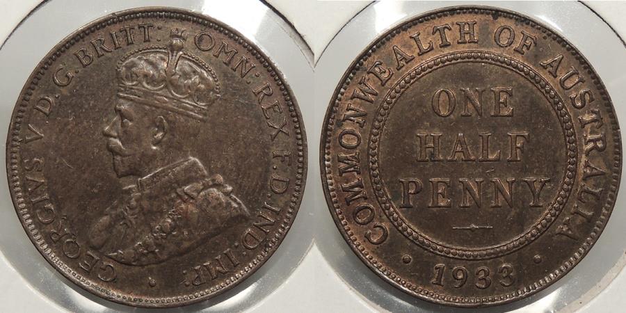 AUSTRALIA 1933 Half Penny Australian Oceanian Coins 12-pennies-you-should-collect-old-coins-worth-money-coins-worth