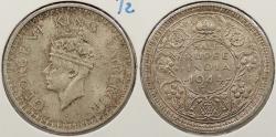World Coins - INDIA: 1944-L George VI 1/2 Rupee