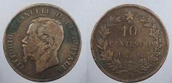 World Coins - ITALY: 1866-H 10 Centesimi
