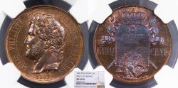 World Coins - FRANCE Louis Philippe I 1847 Essai 5 Centimes NGC MS-64 BN