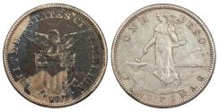 World Coins - PHILIPPINES U.S. Administration 1907-S Peso AU