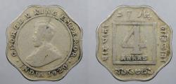 World Coins - INDIA: British 1920 (c) George V 4 Annas