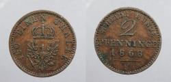 World Coins - GERMAN STATES: Prussia 1868-B 2 Pfenninge