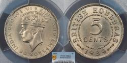 World Coins - BRITISH HONDURAS George VI 1939 5 Cents PCGS MS-64