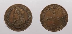 World Coins - ITALIAN STATES: Papal States 1867-R XXII 1/2 Soldo