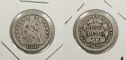 Us Coins - 1856 Seated Liberty 10 Cents (Dime) Large date.