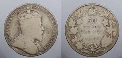 World Coins - CANADA: 1910 Edwardian leaves 50 Cents
