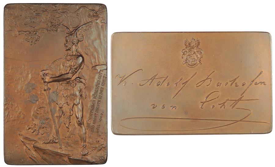 GERMANY Karl Adolf Bachofen von Echt 1902 AE 59mm x 38 mm plaquette UNC