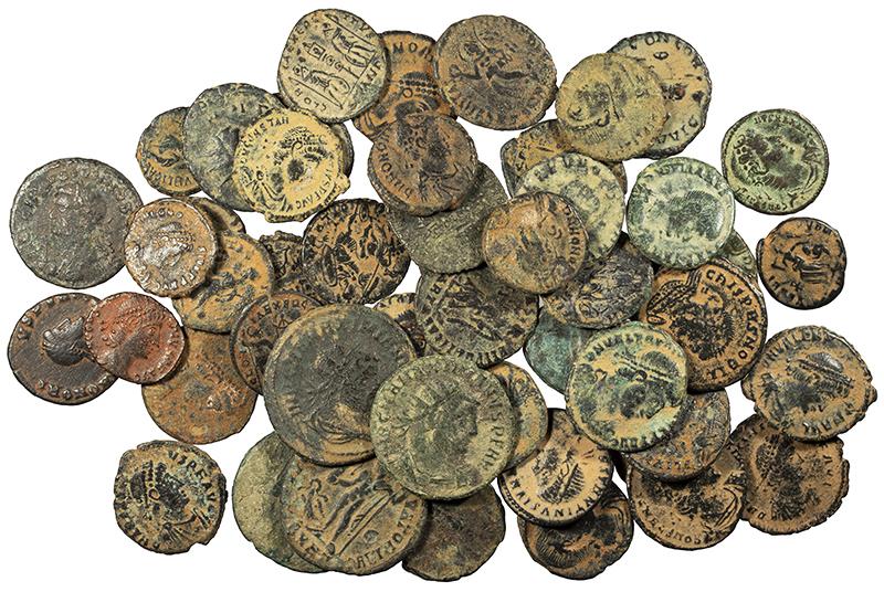 Lot of (50) mostly Late Roman Bronze coins | Roman Imperial Coins