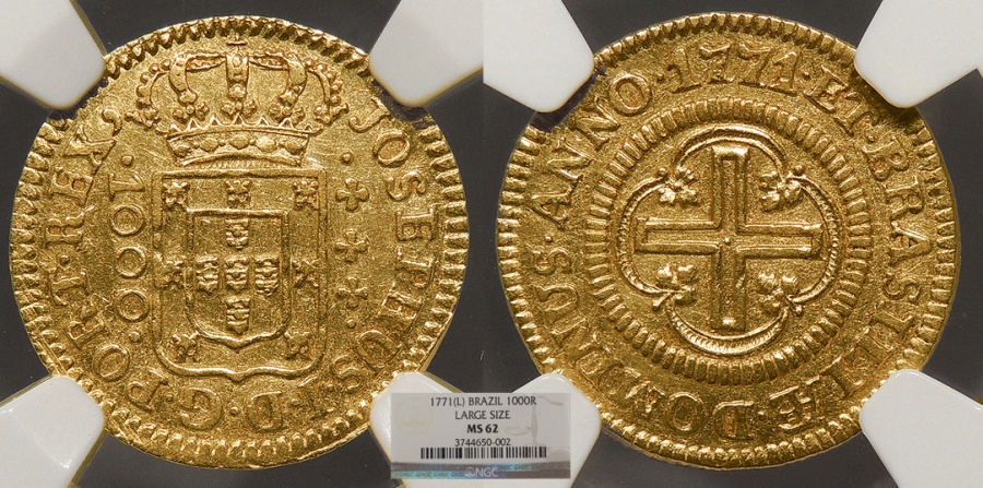 Brazil Jose I D Jose O Reformador 1771 L 1000 Reis 1 4 Moeda Ngc Ms 62