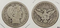 Us Coins - 1909-S Barber 50 Cents (Half Dollar)