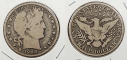 Us Coins - 1908-O Barber 50 Cents (Half Dollar)