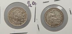 World Coins - PERU: 1910-FG 1/2 Dinero