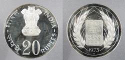 World Coins - INDIA: 1973-B FAO 20 Rupees Proof