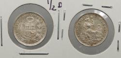 World Coins - PERU Republic 1917-FG 1/2 Dinero