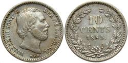 World Coins - NETHERLANDS 1885-Broadaxe 10 Cents