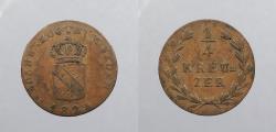 World Coins - GERMAN STATES: Baden 1824 1 Year Type 1/4 Kreuzer