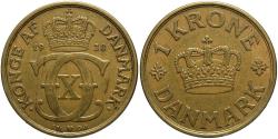 World Coins - DENMARK 1938 1 Krone