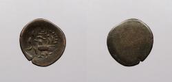 World Coins - CAMBODIA: ND (1847) 'Chi' above Hamza bird, w/ 2 'dots' 2 Pe (1/2 Fuang)