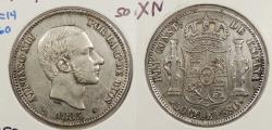 World Coins - PHILIPPINES: 1885 Alfonso XII 50 Centimos