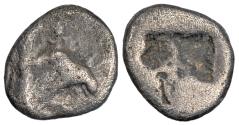 Ancient Coins - Ionia Teos ca. late 6th-early 5th Century B.C. Tetartemorion Good Fine