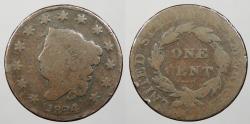 Us Coins - 1824/2 Coronet 1 Cent Overdate