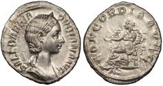Ancient Coins - Orbiana, wife of Severus Alexander 225-227 A.D. Denarius Rome Mint EF ex. CNG e498:364 with ticket. Includes collectors' tickets, one stating ex. Liggett collection.