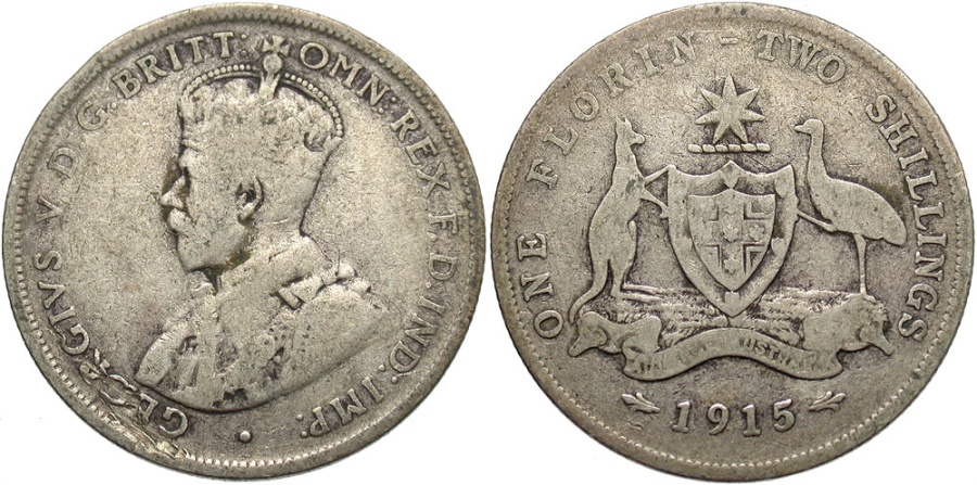 AUSTRALIA: 1915 1 Florin | Australian & Oceanian Coins