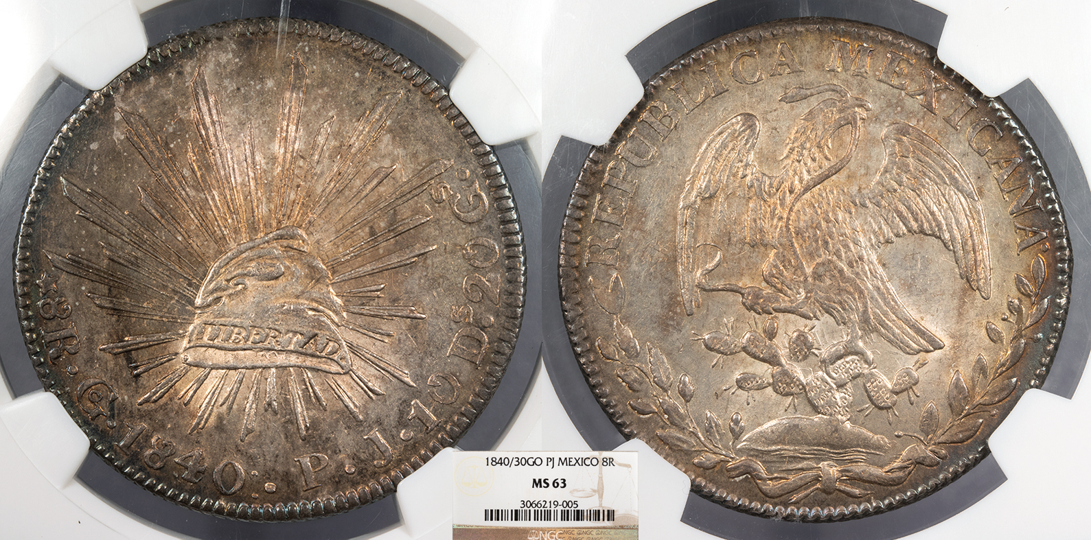MEXICO Republic 1840/30-Go PJ 8 Reales NGC MS-63 | North & Central
