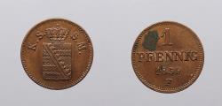 World Coins - GERMAN STATES: Saxony (Sachsen) 1859-F 1 Pfennig