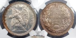 World Coins - CHILE 1927-So 5 Pesos NGC MS-62