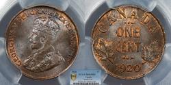 World Coins - CANADA George V 1920 Cent PCGS MS-65 BN