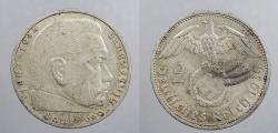 World Coins - GERMANY: Third Reich 1939-A Hindenburg 2 Mark