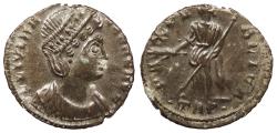 Ancient Coins - Helena, mother of Constantine I 324-328 A.D. AE4 Trier Mint EF