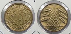 World Coins - GERMANY: Weimar Republic 1932-F 10 Pfennig