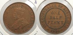 World Coins - AUSTRALIA 1936 Half Penny