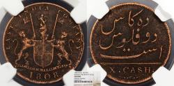 World Coins - INDIA Madras Presidency Victoria 1808 10 Cash NGC Genuine