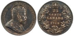 World Coins - CANADA Edward VII 1910 25 Cents AU