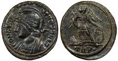 Ancient Coins - Time of Constantine I 307-337 A.D. Follis Trier Mint EF ex. Roma E-Sale 114, lot 1338; ex. Roma E-Sale 98, lot 1579; ex. Freeman & Sear, with tickets.