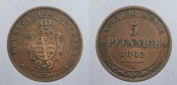 World Coins - GERMAN STATES: Saxony 1862-B 5 Pfennige