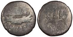 Ancient Coins - Marc Antony 32-31 B.C. Denarius Military Mint moving with Marc Antony (Patrae?) Fair