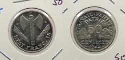 World Coins - FRANCE: 1944-B 50 Centimes
