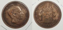 World Coins - SPAIN: 1878-OM 10 Centimos