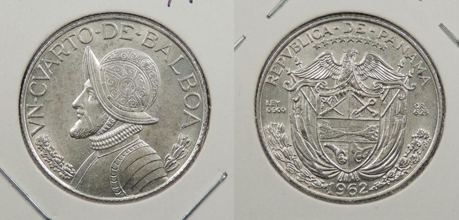 World Coins - PANAMA: 1962 1/4 Balboa
