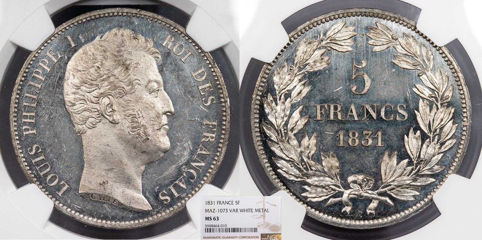 FRANCE Louis Philippe I 1831 Essai 5 Francs NGC MS-63 | European Coins