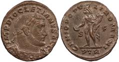 Ancient Coins - Diocletian 284-305 A.D. Follis Trier Mint Good VF