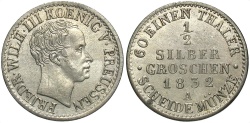 World Coins - GERMAN STATES: Prussia 1832-A 1/2 Groschen