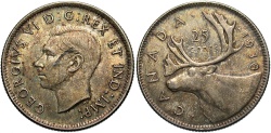 World Coins - CANADA: 1938 25 Cents