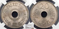 World Coins - PALESTINE British Mandate 1934 20 Mils NGC MS-62