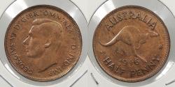 World Coins - AUSTRALIA 1946(p) Half Penny
